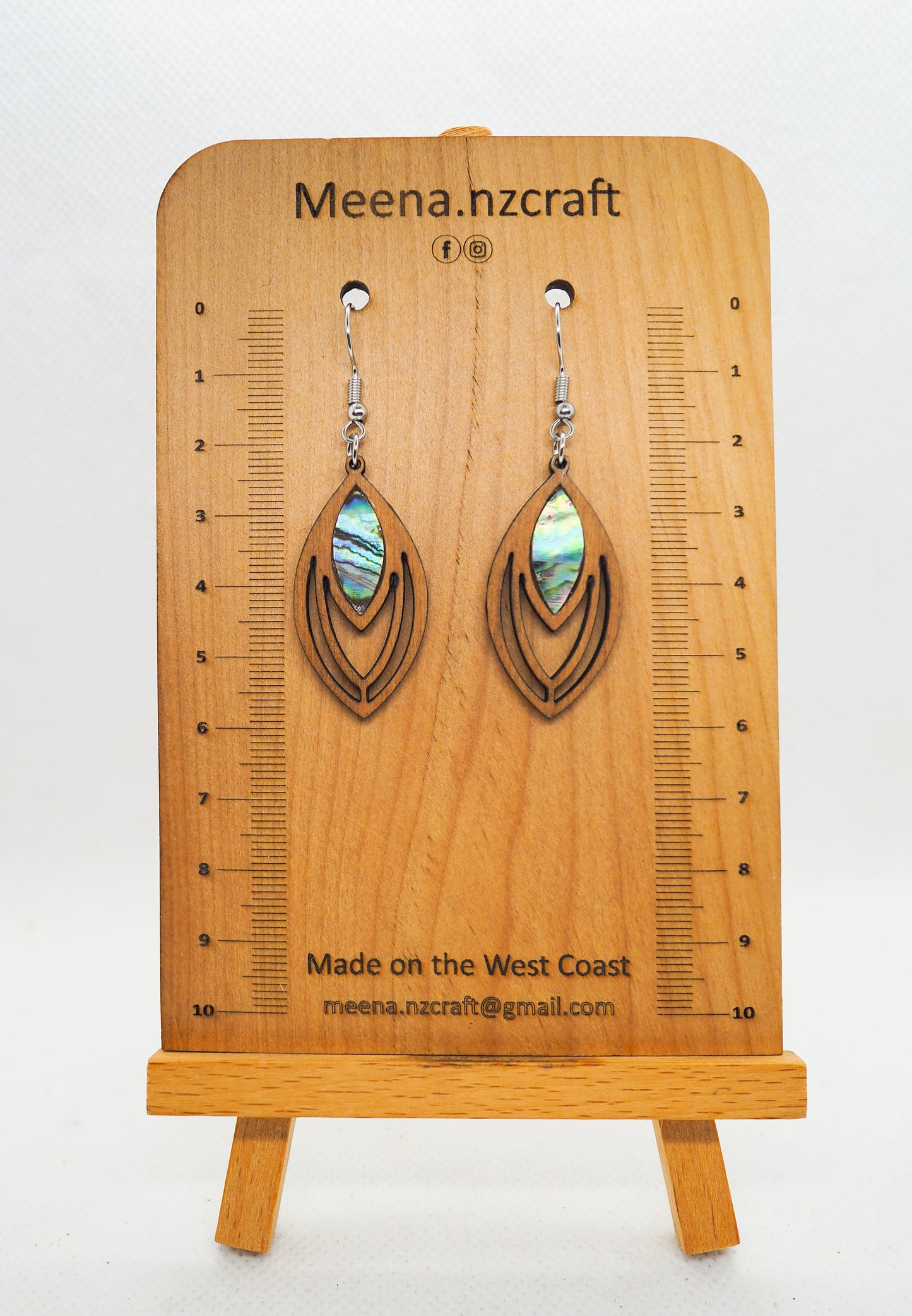 Paua Shell Wooden Rimu Earrings