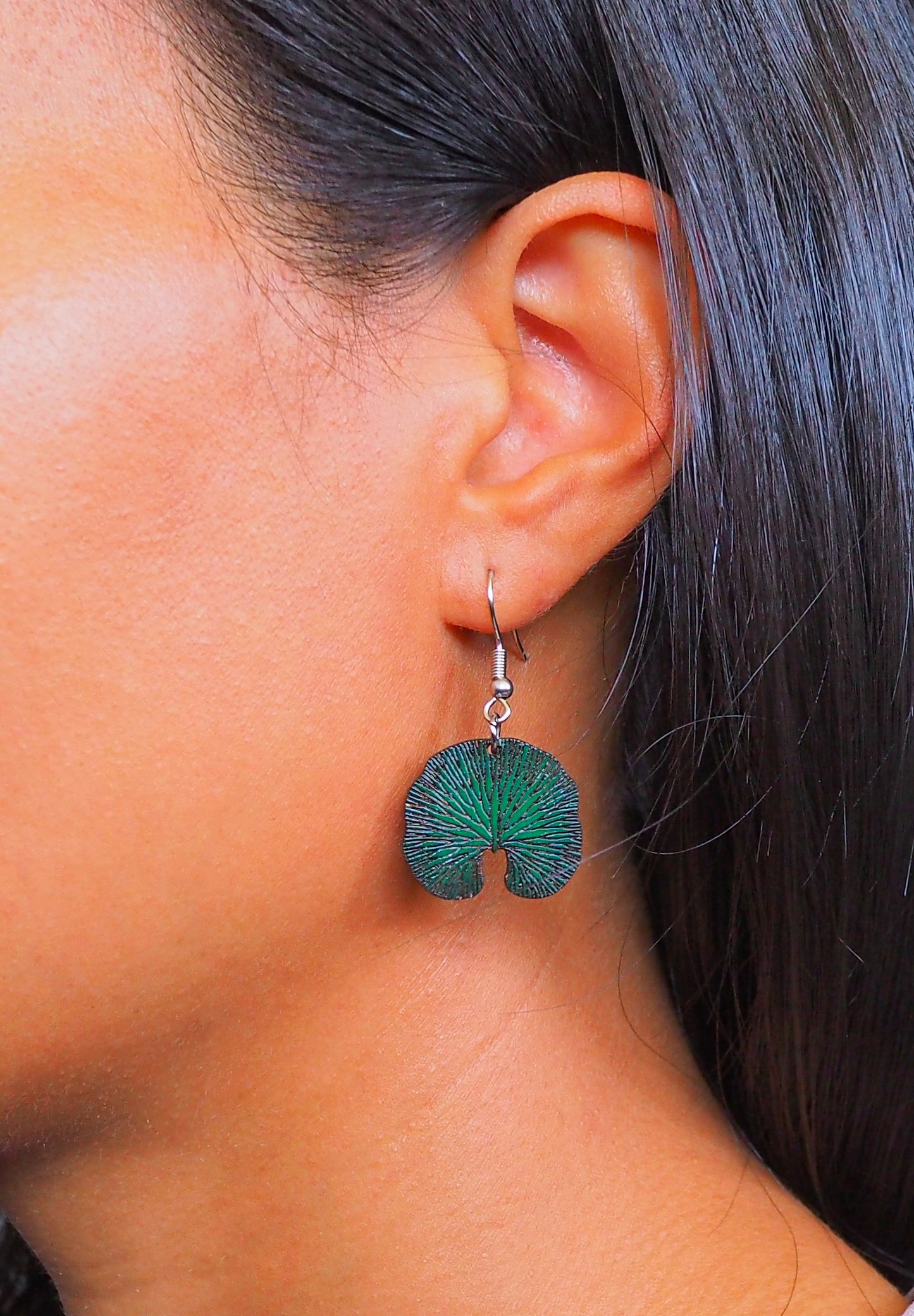 Kidney Fern Wooden Rimu Earrings