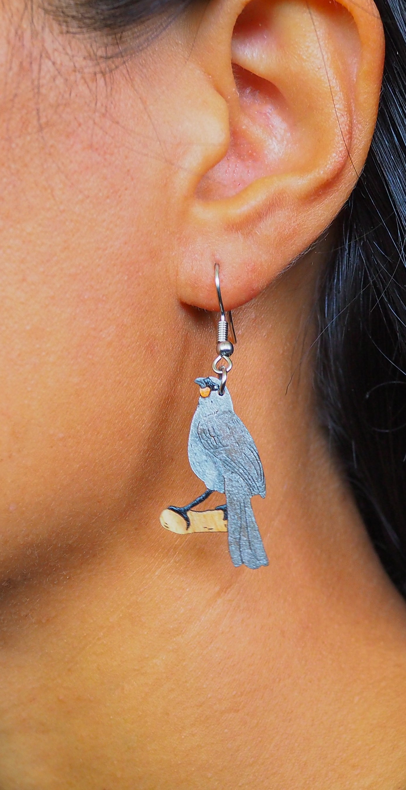 South Island Kōkako Wooden Rimu Earrings