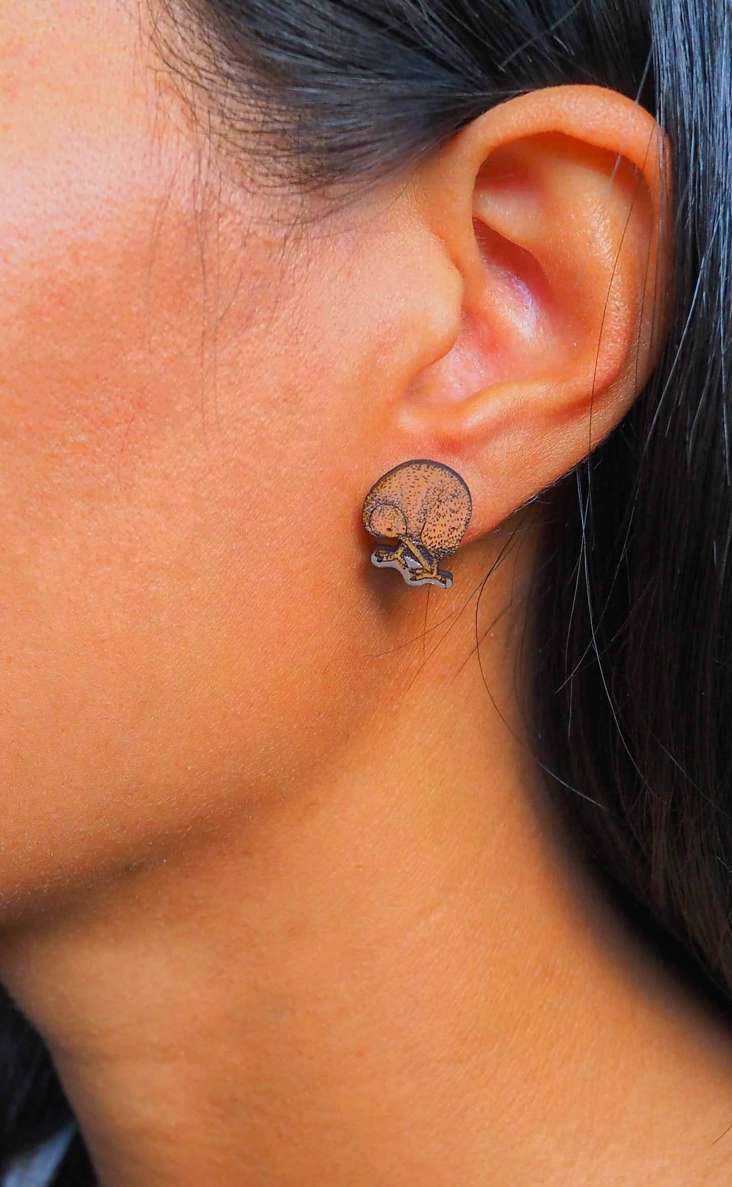 Kiwi Wooden Rimu Stud Earrings #2