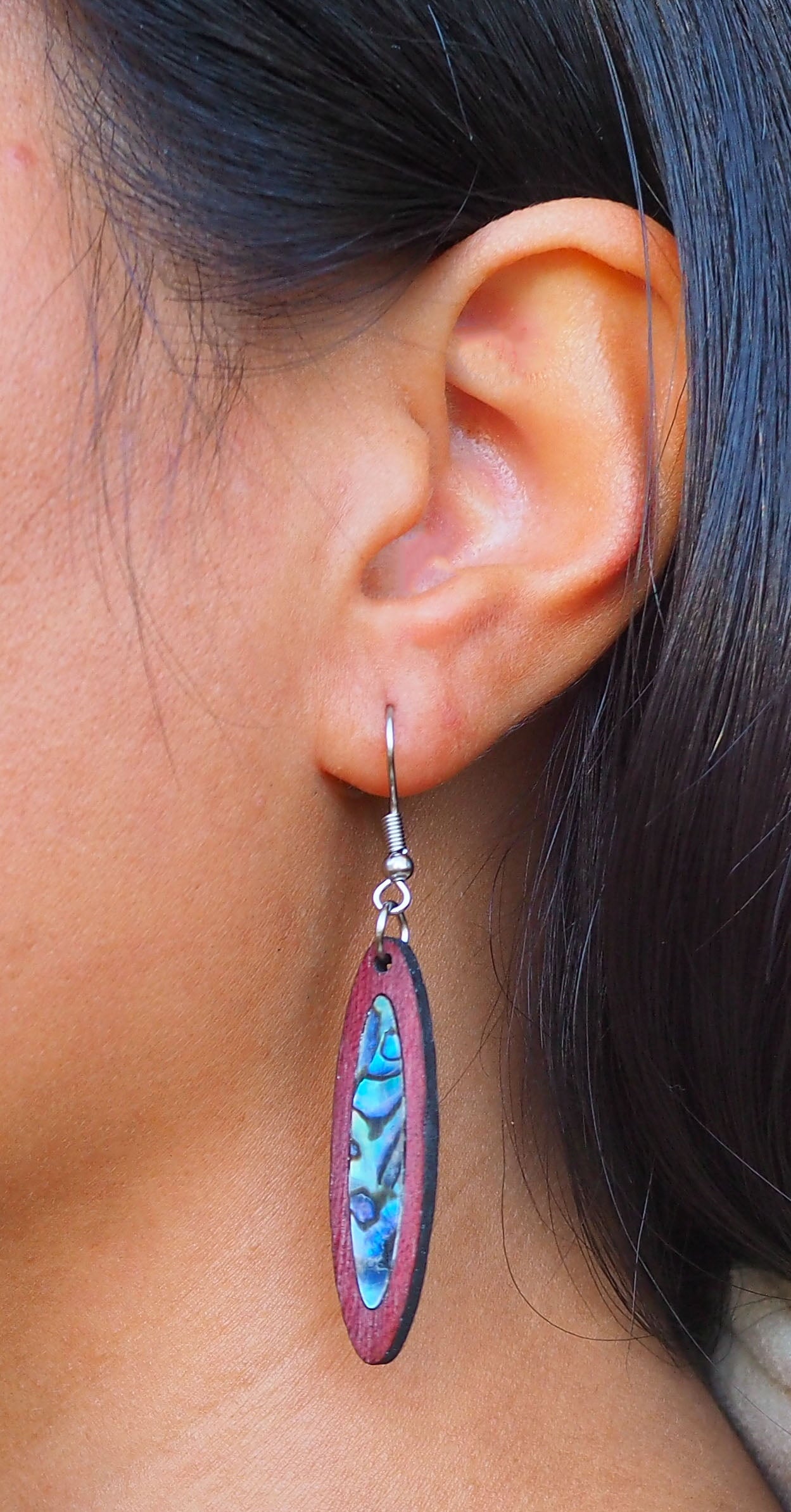 Paua Shell Wooden Earrings