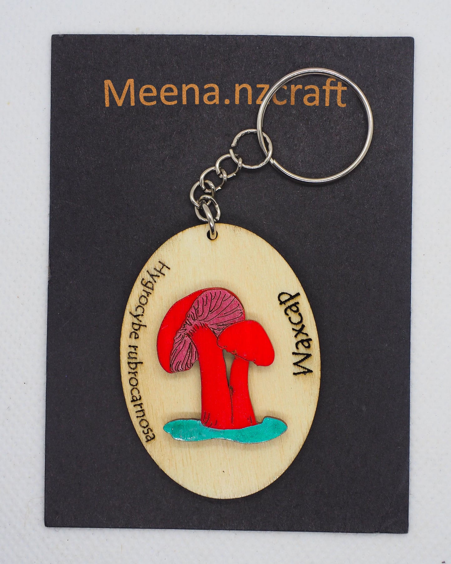 Waxcap Wooden Rimu Keychain
