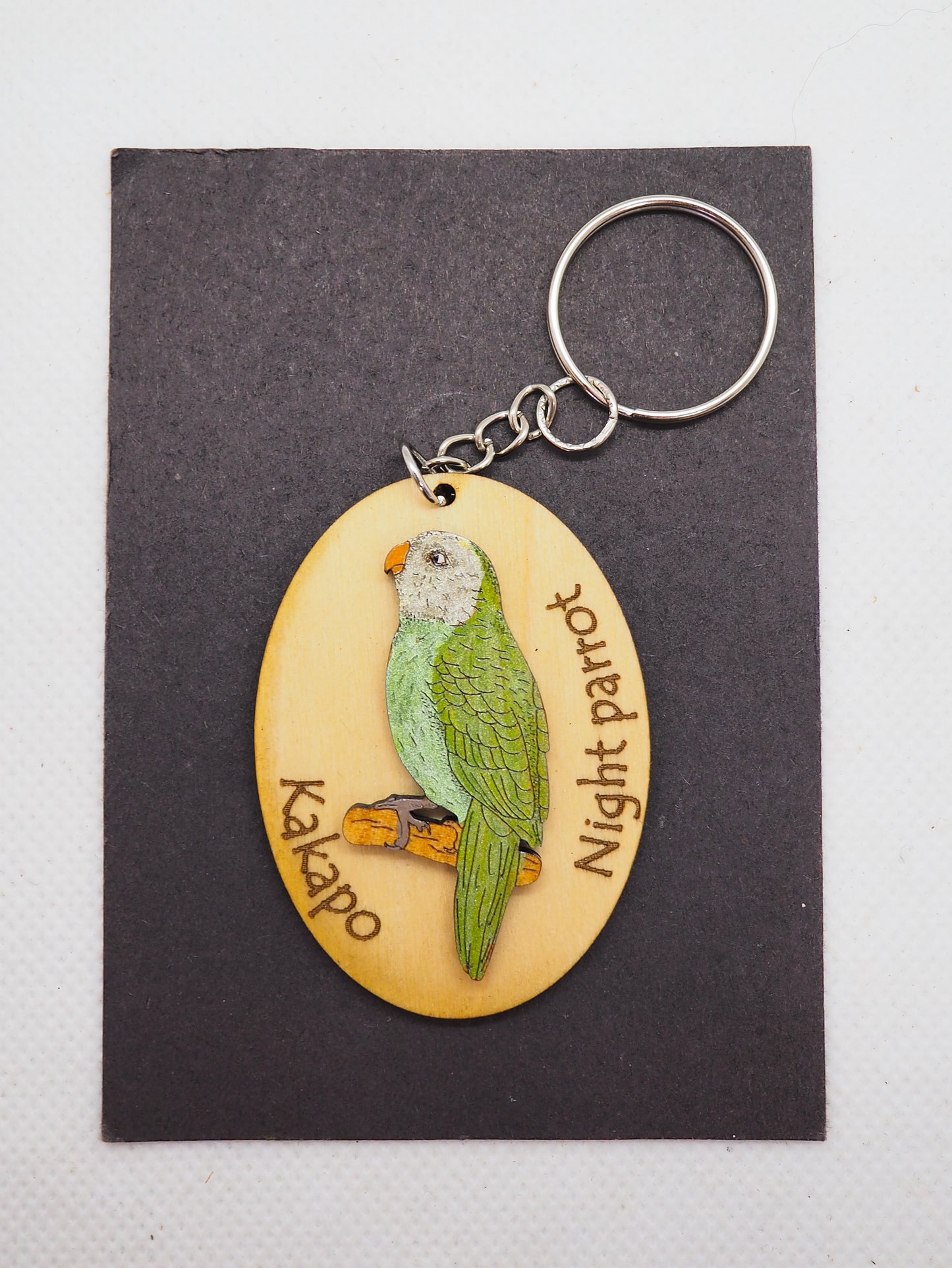Kakapo (Night parrot) Wooden Rimu Keychain
