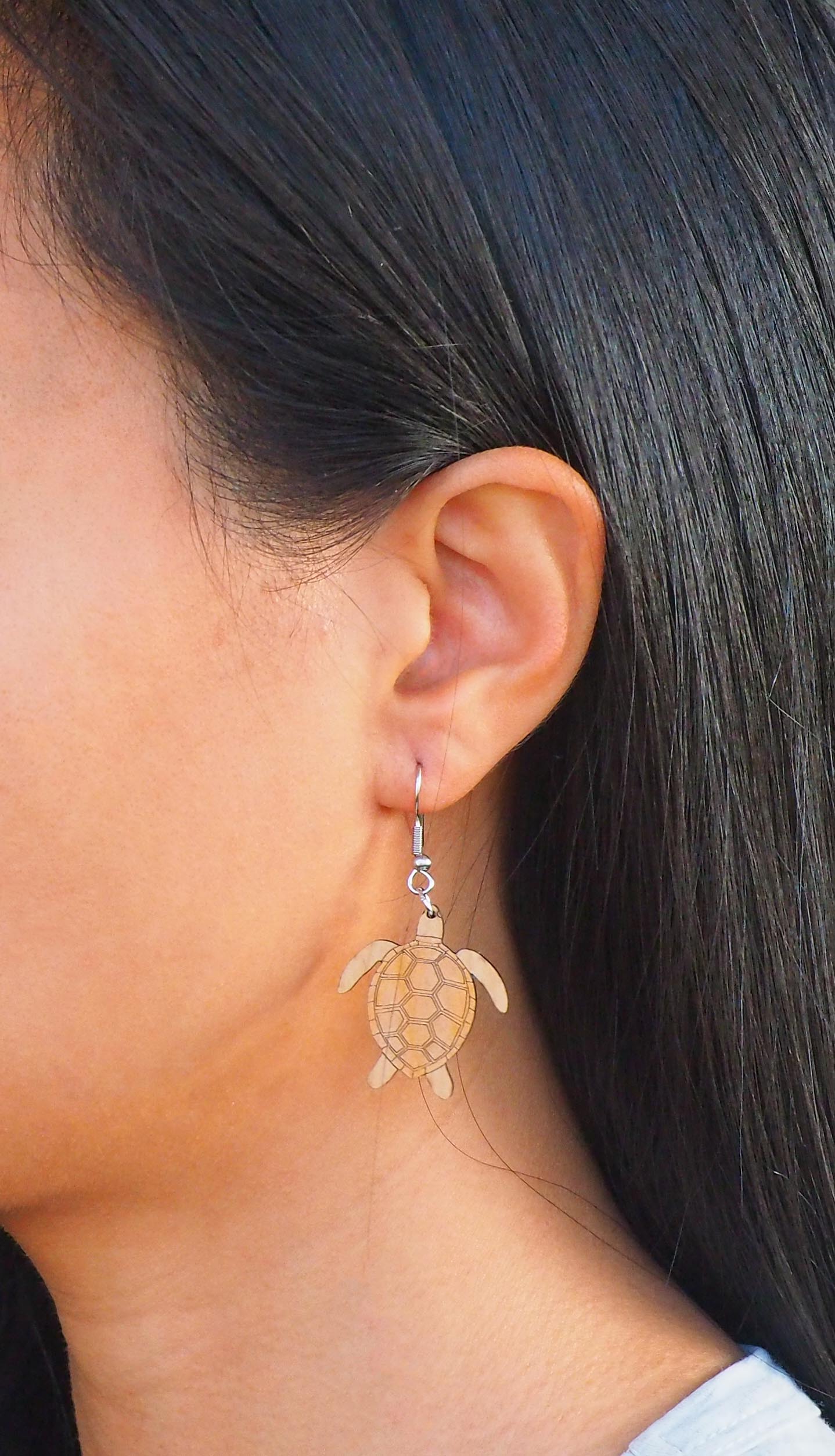 Sea Turtles Wooden Rimu Earrings