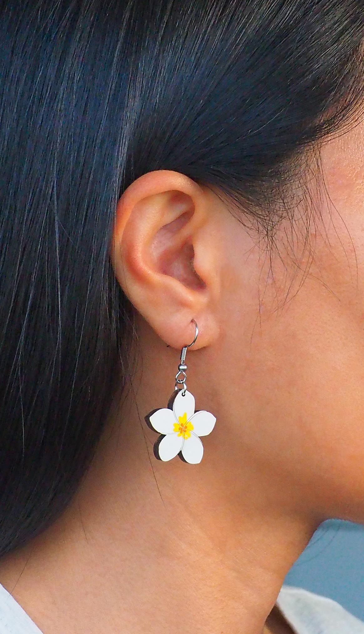 Frangipani Wooden Rimu Earrings