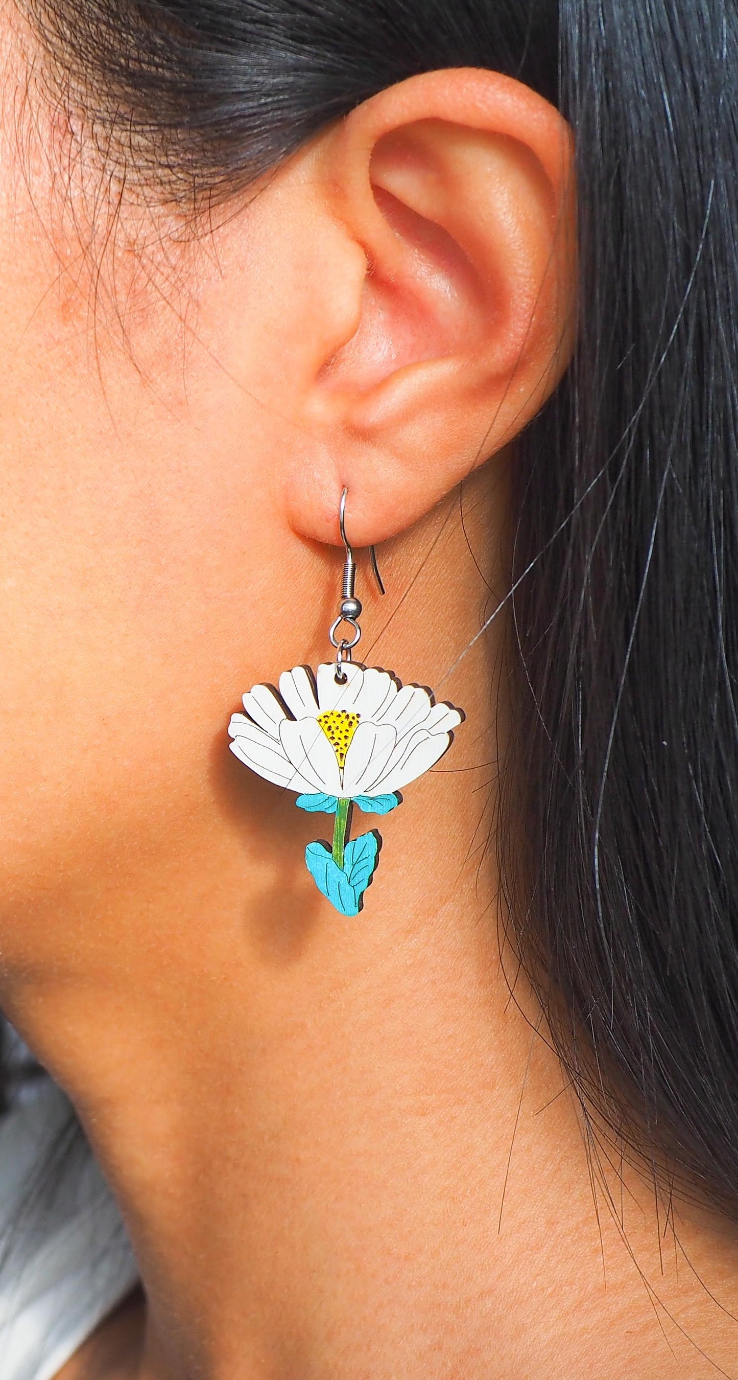 Mt Cook Lily Wooden Rimu Earrings