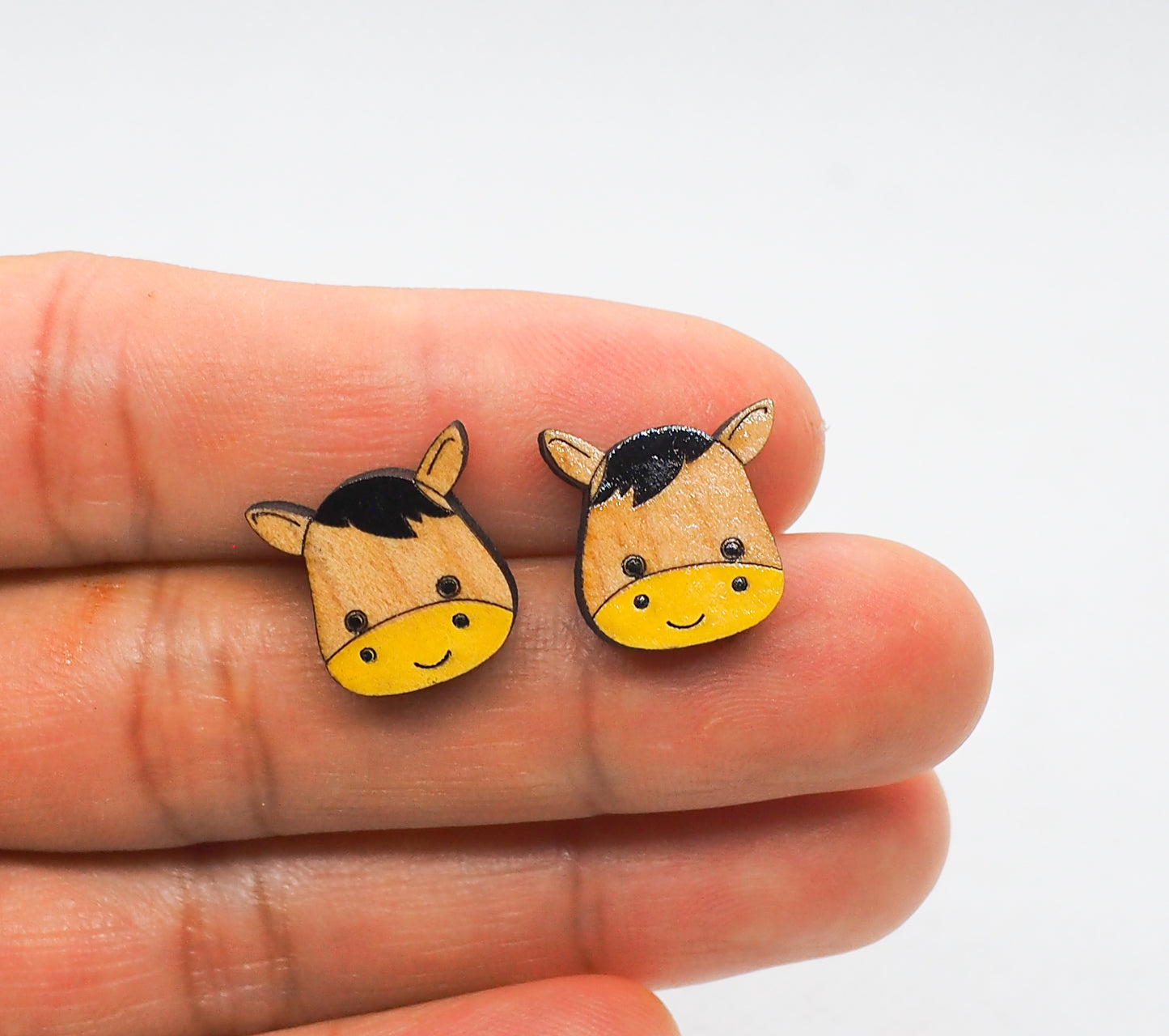 Horse Wooden Rimu Stud Earrings
