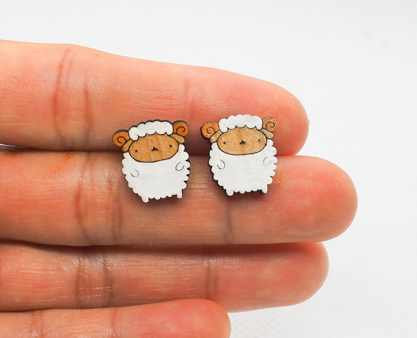 Sheep Wooden Rimu Stud Earrings