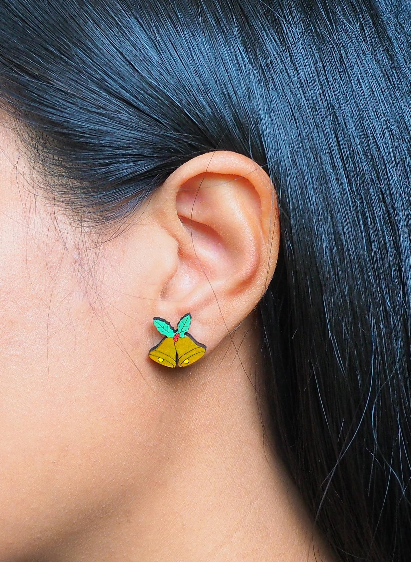 Christmas bells Wooden Rimu Stud Earrings