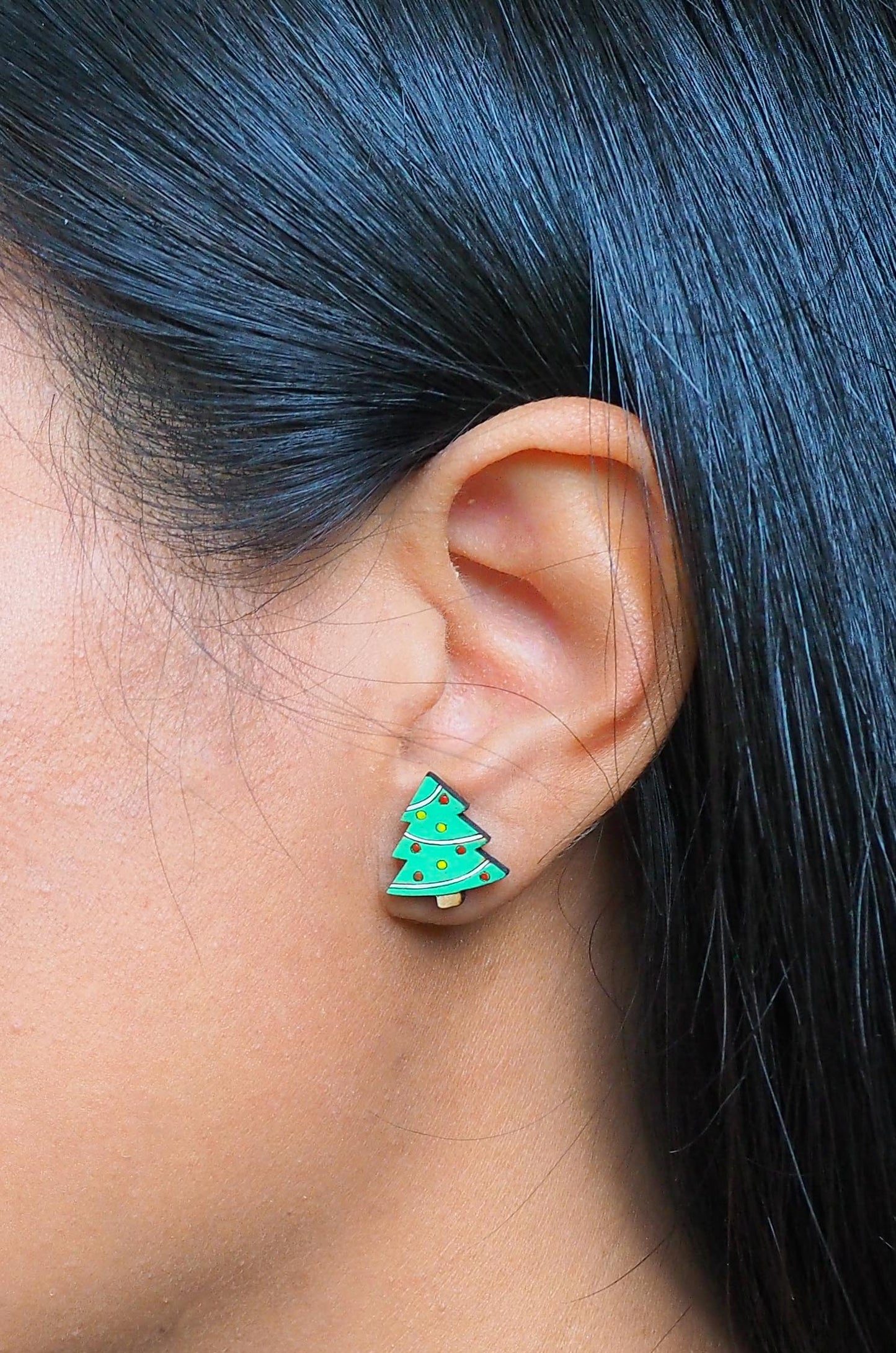 Christmas tree Wooden Rimu Stud Earrings