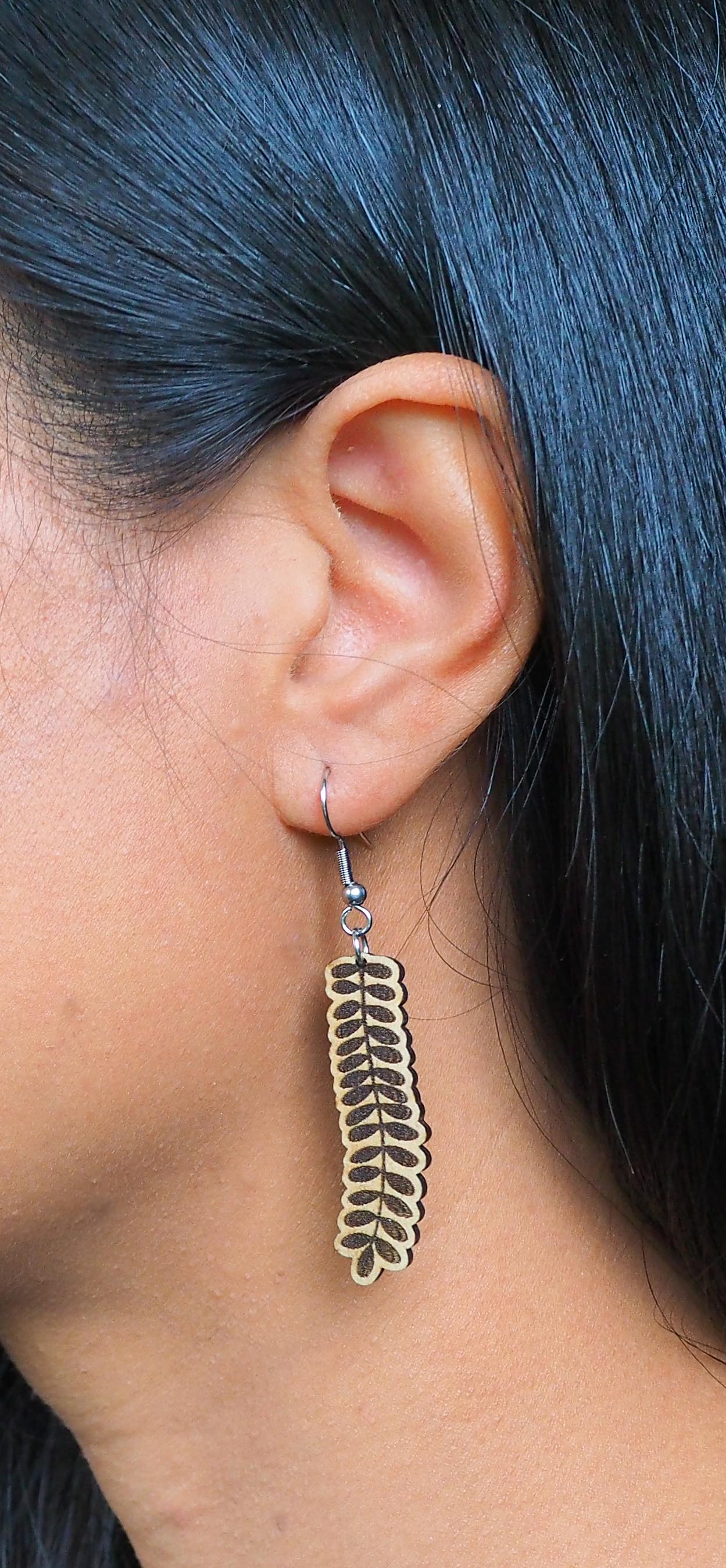 Kowhai leaf Wooden Rimu Earrings
