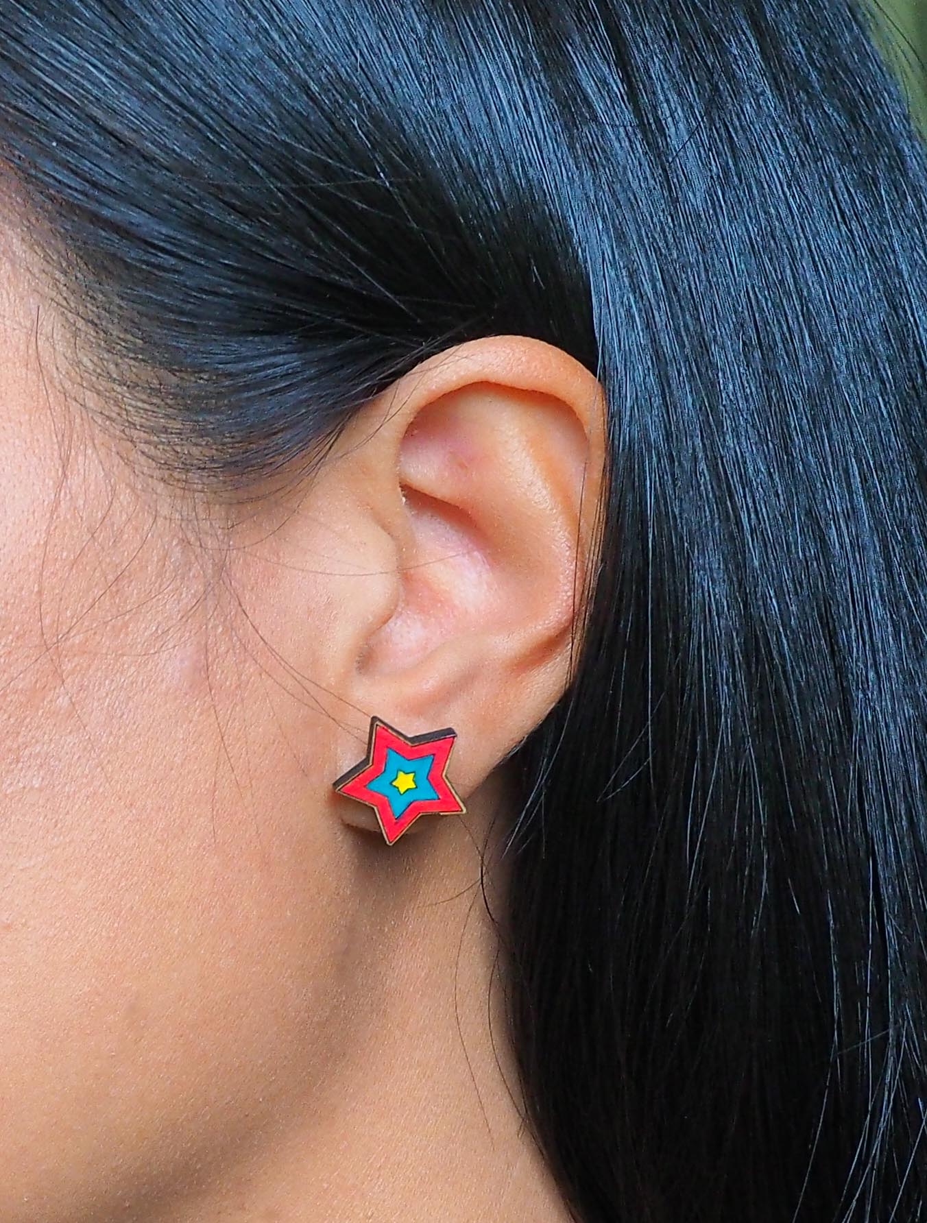 Christmas stars Wooden Rimu Stud Earrings