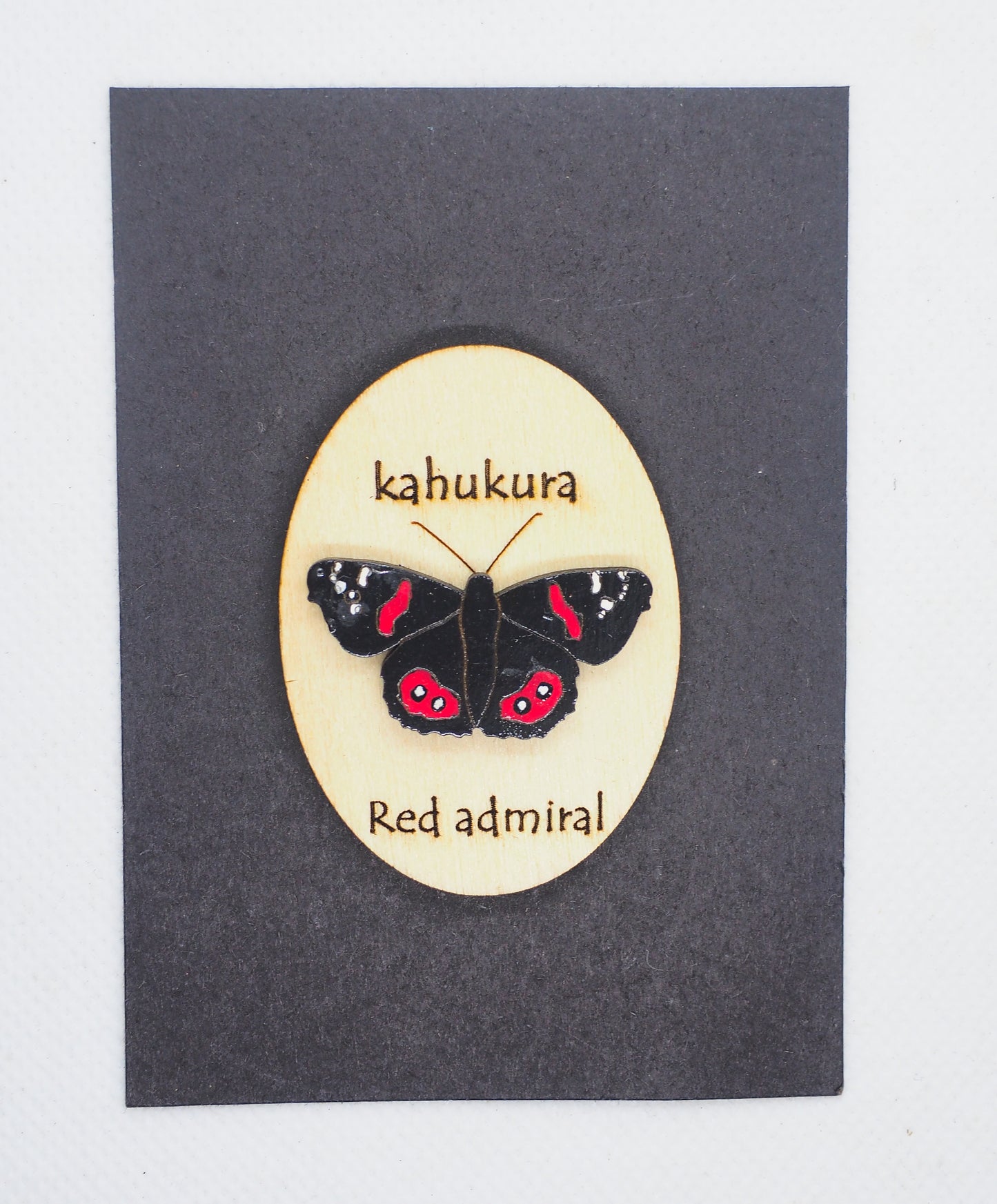 Red admiral (Kahukura) Wooden Rimu Magnet