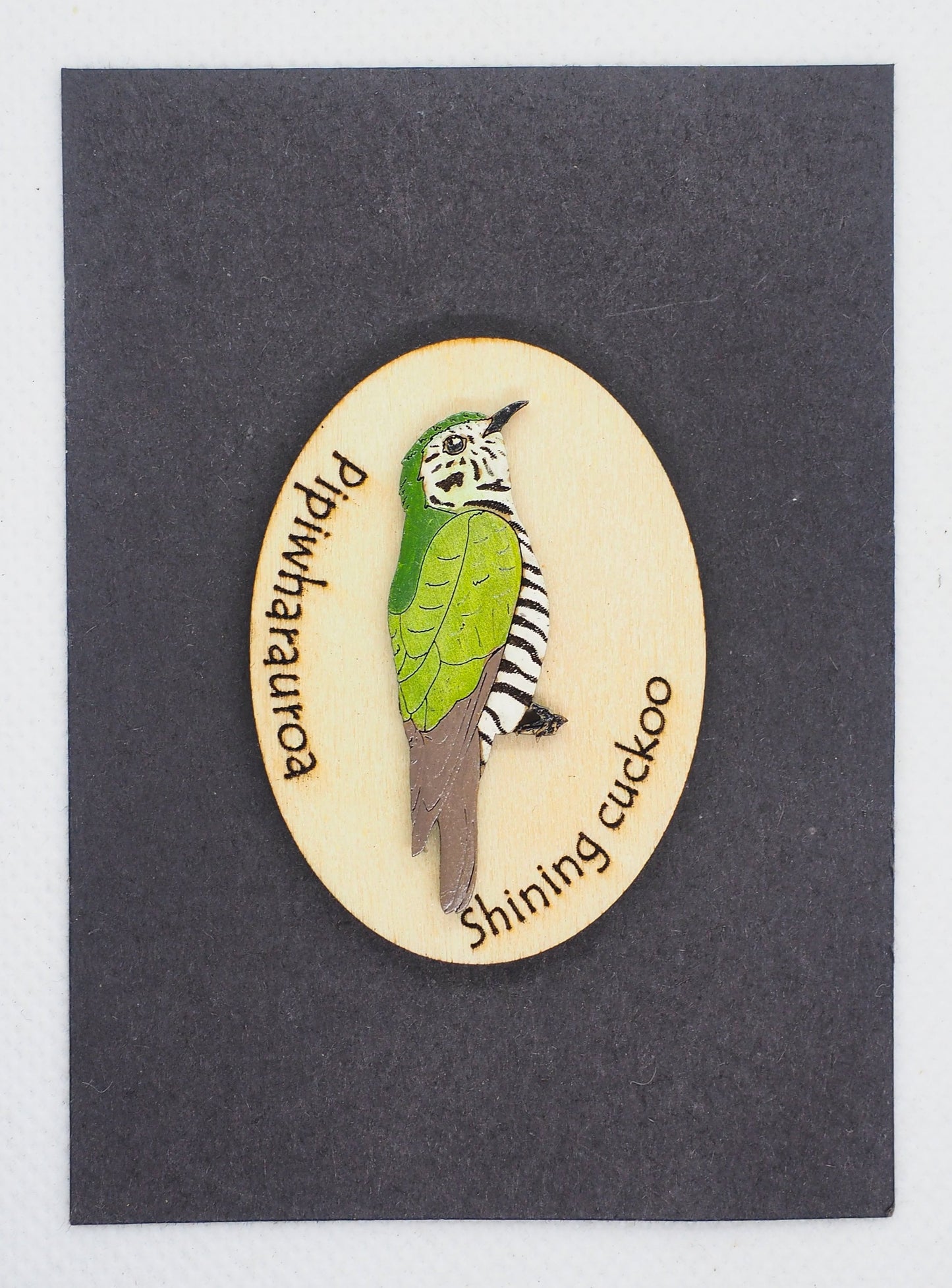 Shining Cuckoo (Pīpīwharauroa) Wooden Rimu Magnet