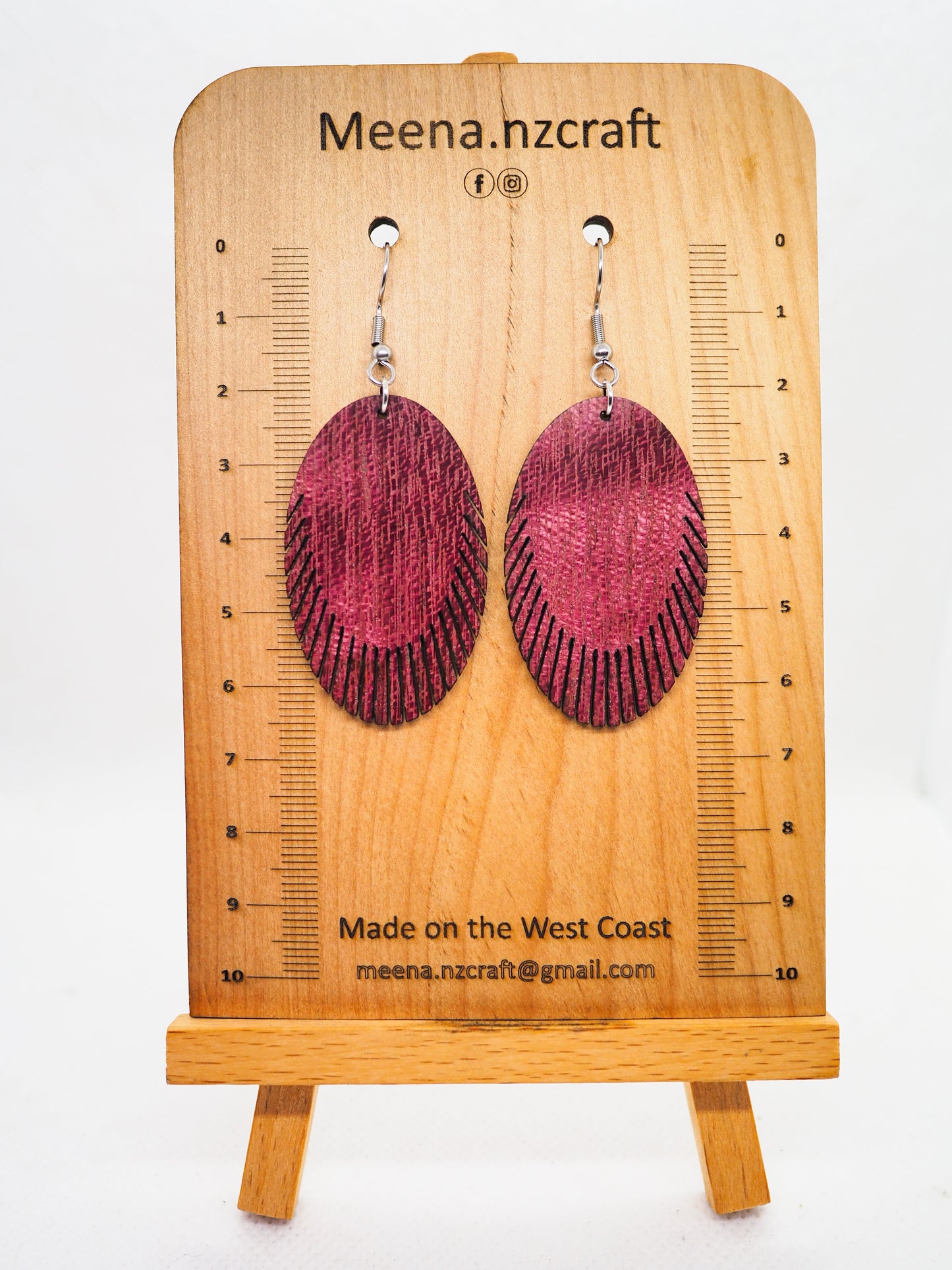 Crafted Purple Heart Wood Earrings