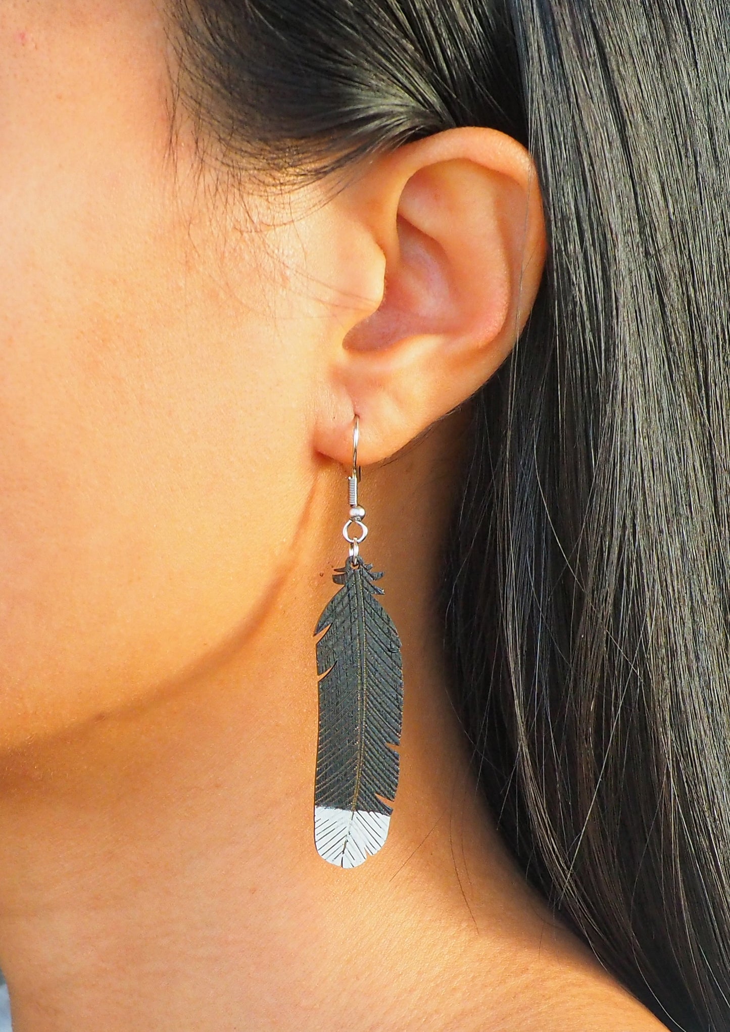 Huia Feather Wooden Rimu Earrings