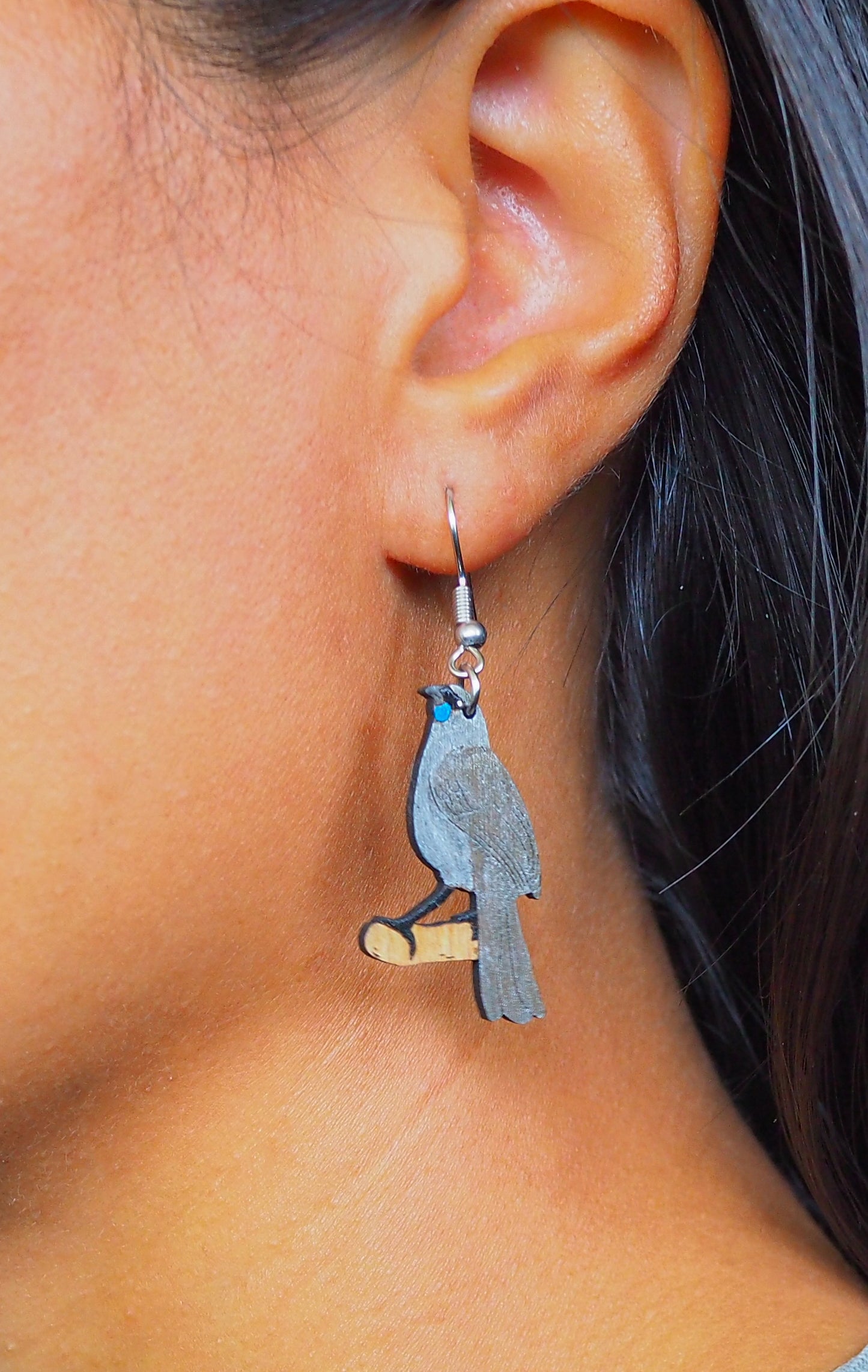 North Island Kōkako Wooden Rimu Earrings