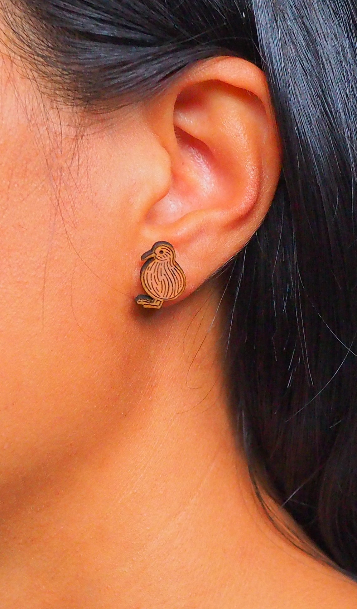 Kiwi Wooden Rimu Stud Earrings
