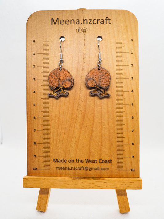 Kiwi Wooden Rimu Earrings #2
