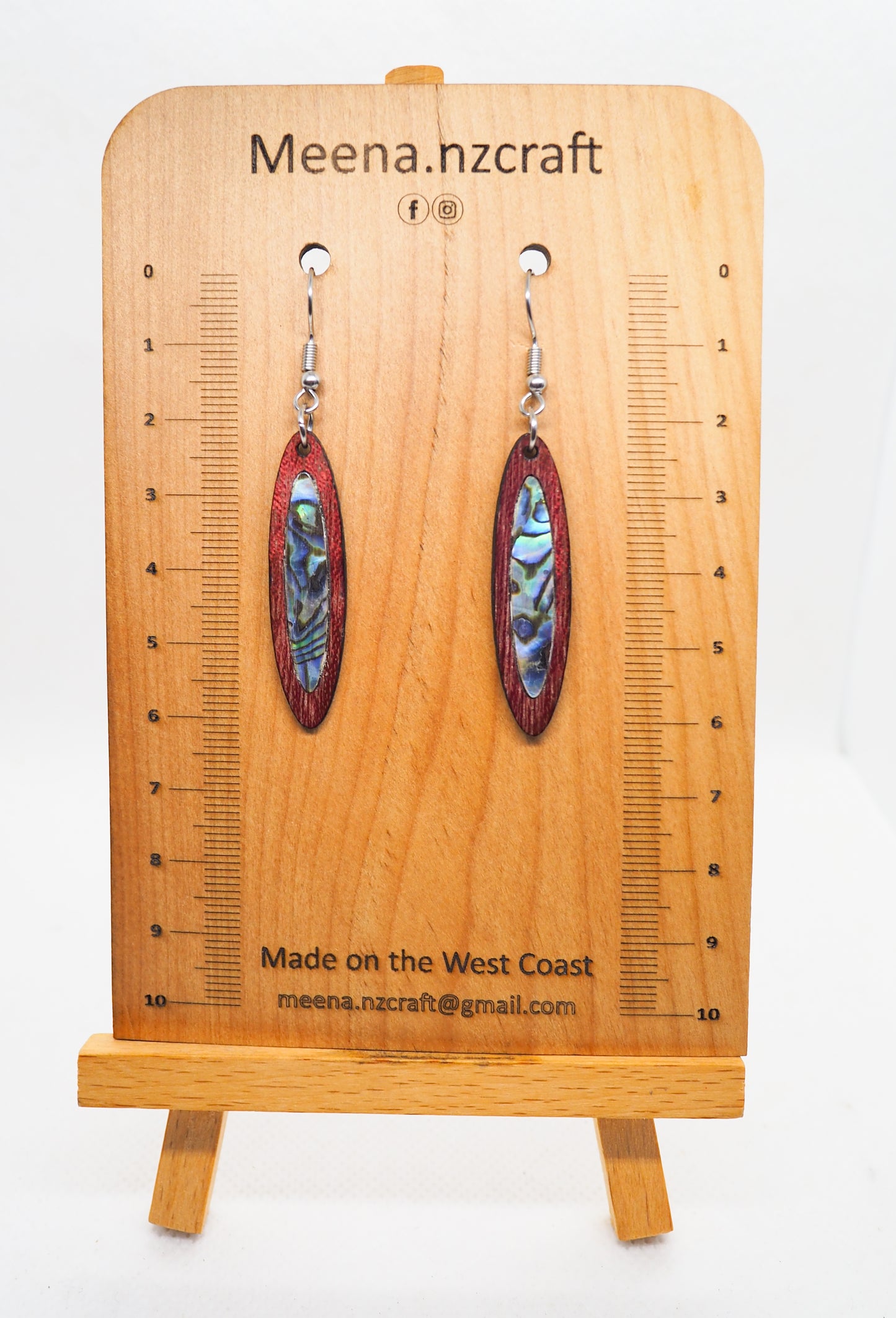 Paua Shell Wooden Earrings