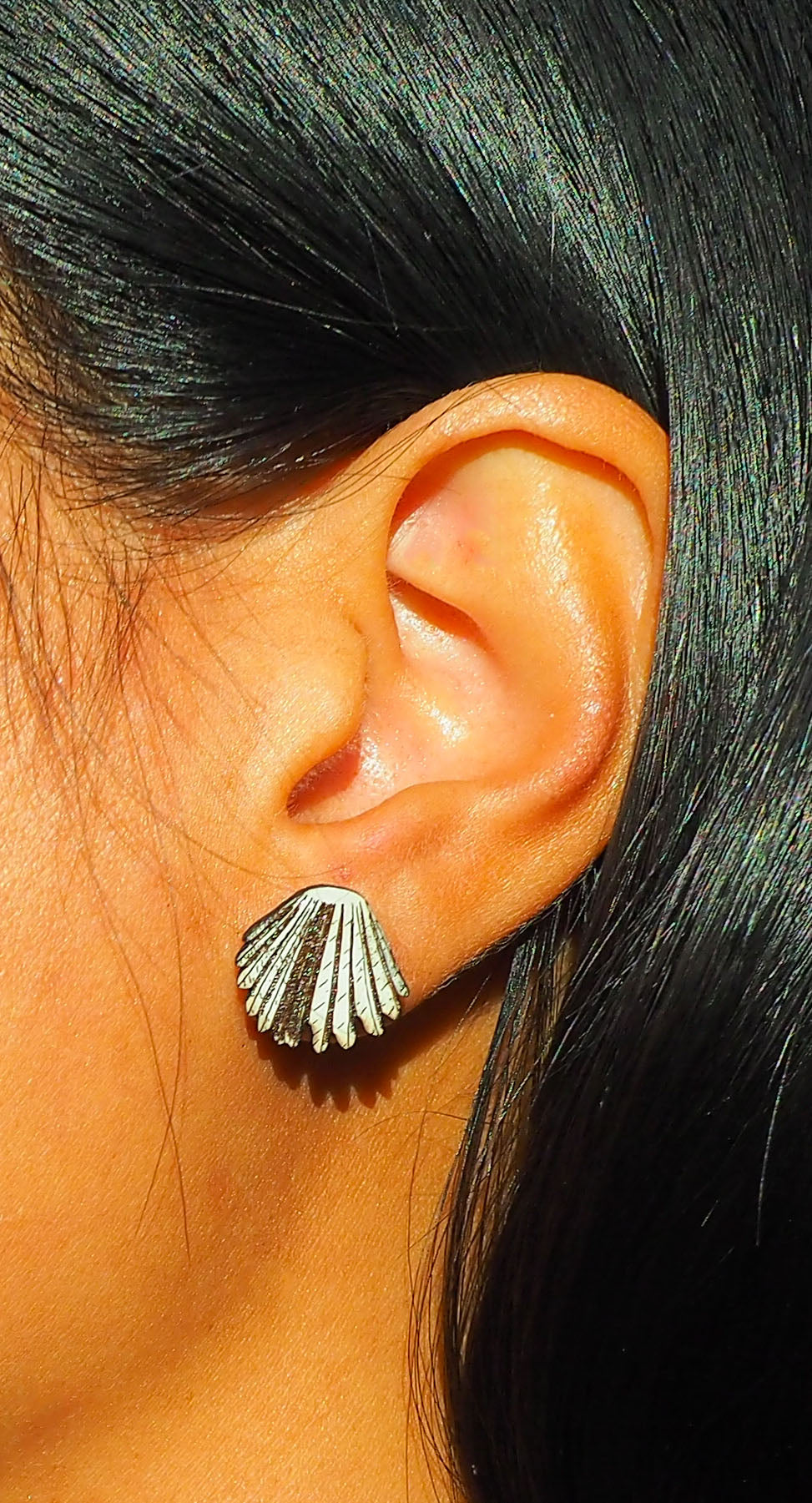 Fantail Tail (Pīwakawaka) Wooden Rimu Stud Earrings