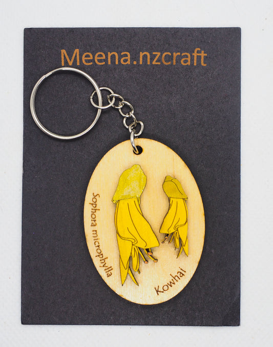 Kowhai Wooden Rimu Keychain