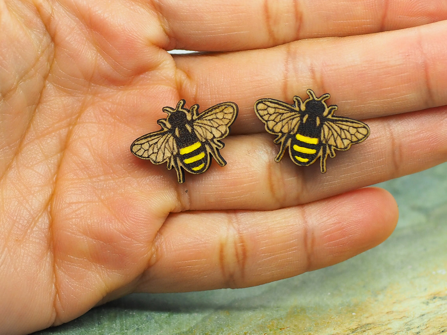 Bee Wooden Rimu Stud Earrings