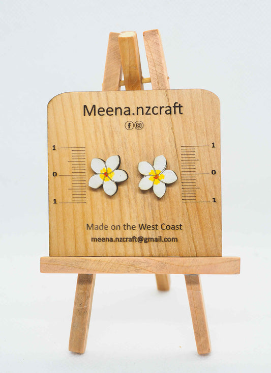 Frangipani Wooden Rimu Stud Earrings