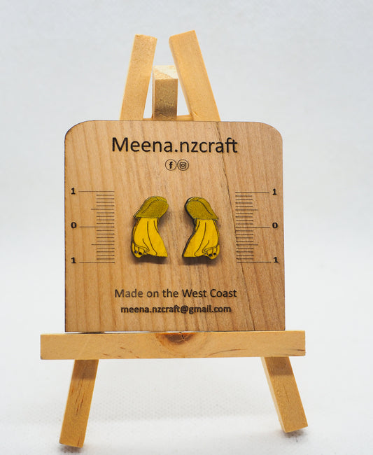 Kowhai Wooden Rimu Stud Earrings