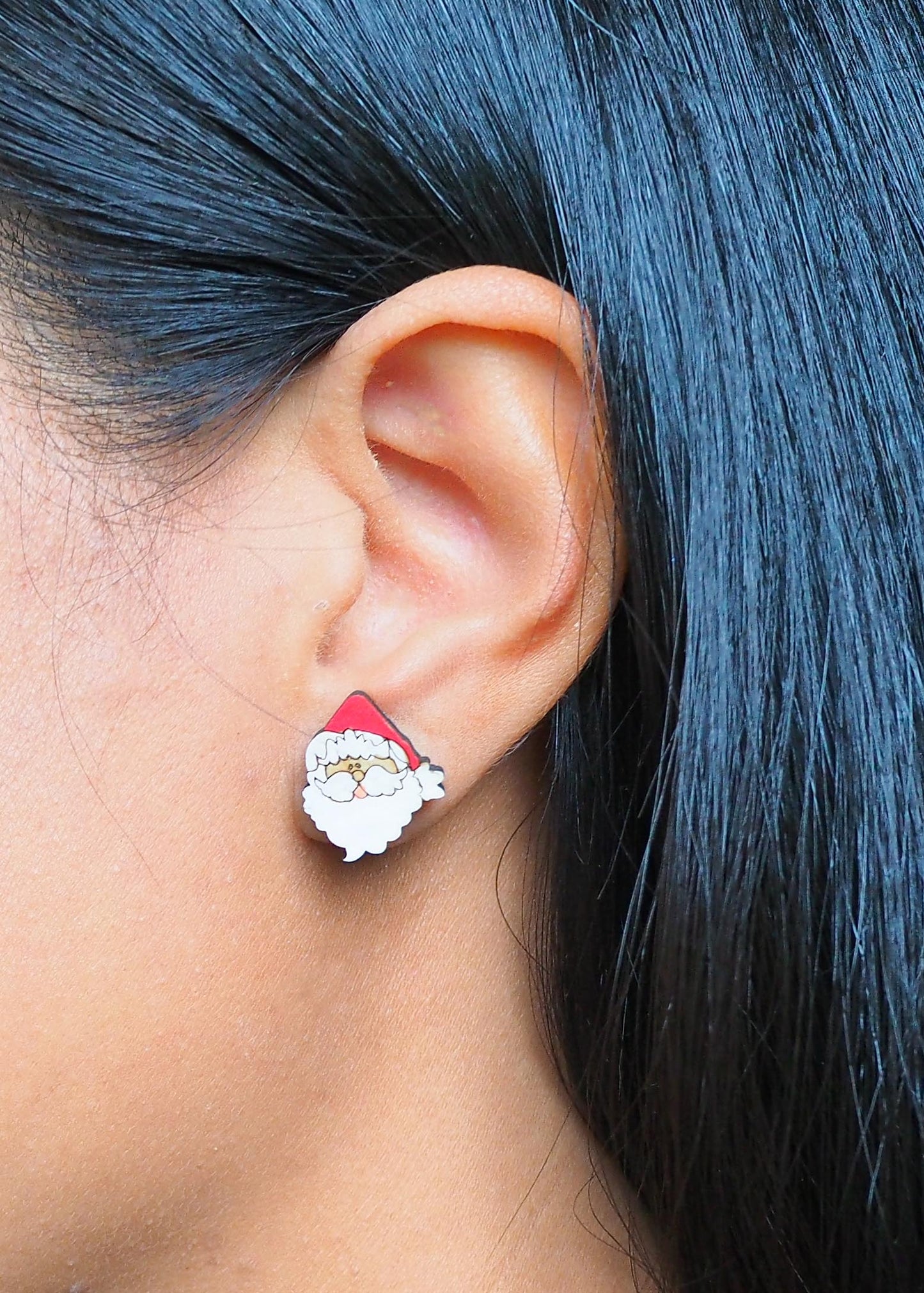 Santa claus Wooden Rimu Stud Earrings