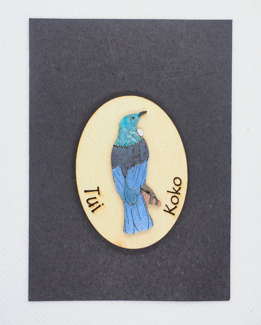 Tui (Kōkō) Wooden Rimu Magnet