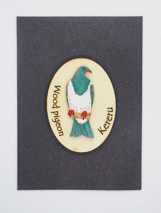 Wood pigeon (Kererū) Wooden Rimu Magnet