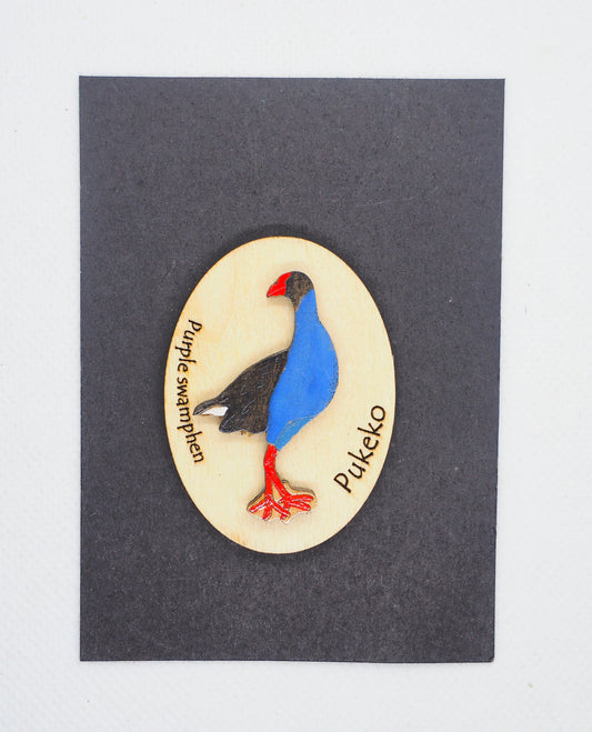 Pukeko Wooden Rimu Magnet