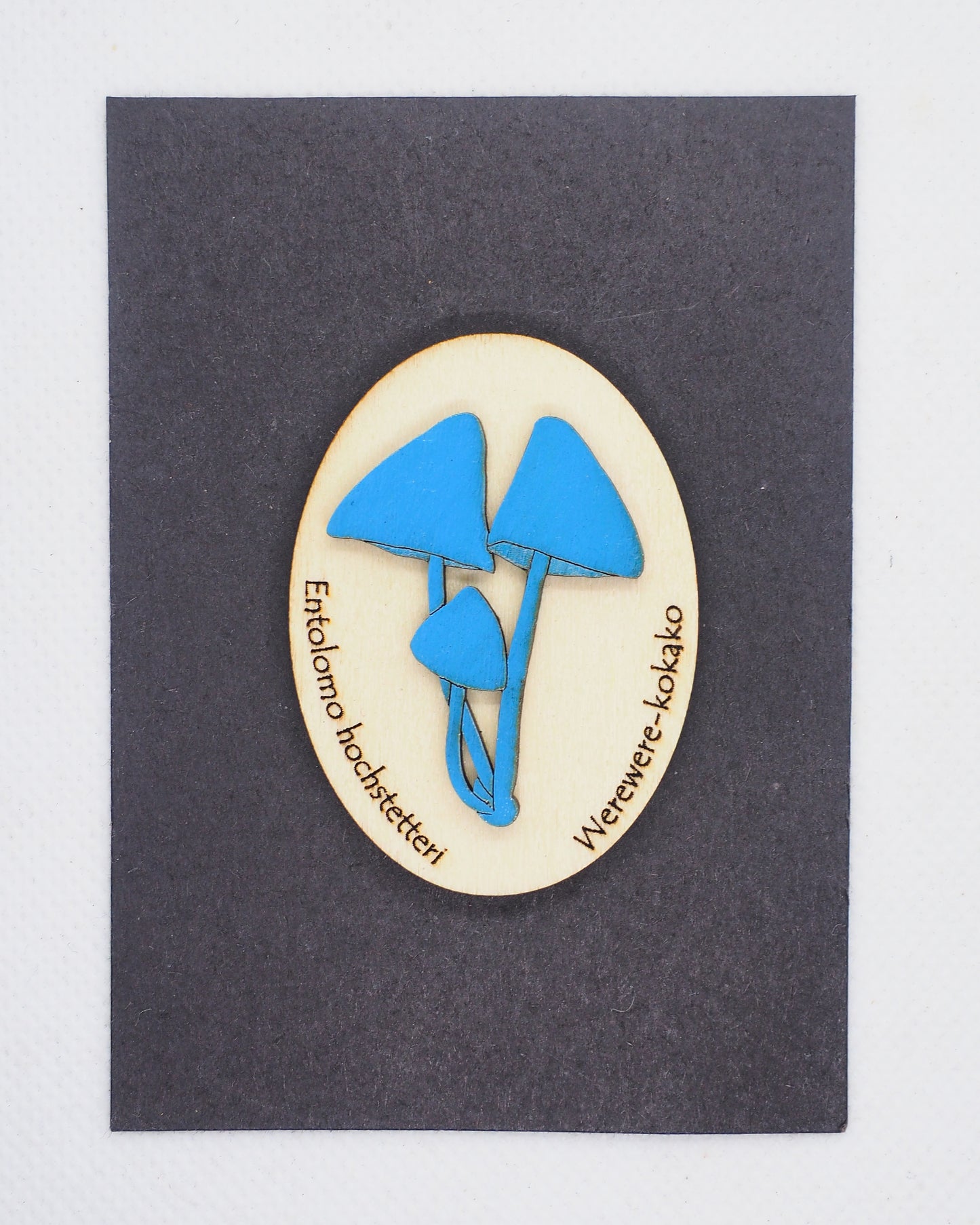 Blue Mushroom (Werewere-kokako) Wooden Rimu Magnet