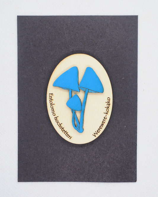 Blue Mushroom (Werewere-kokako) Wooden Rimu Magnet