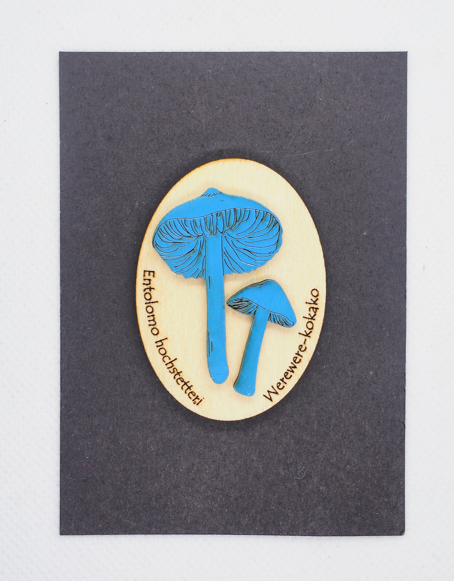 Blue Mushroom (Werewere-kokako) #2 Wooden Rimu Magnet