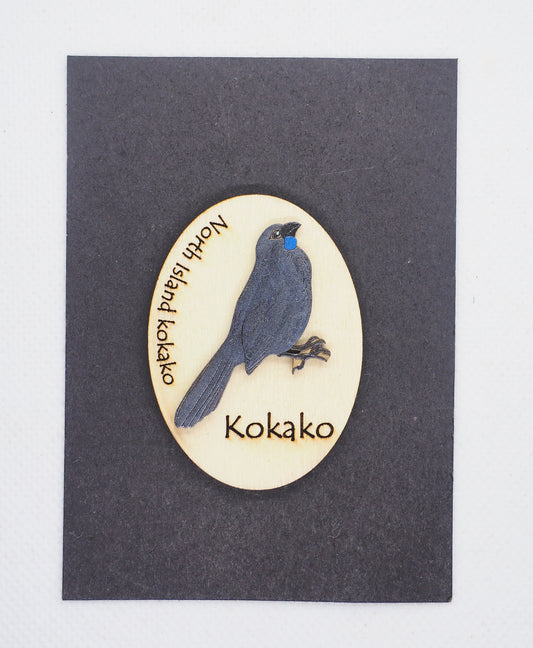 North Island Kōkako Wooden Rimu Magnet