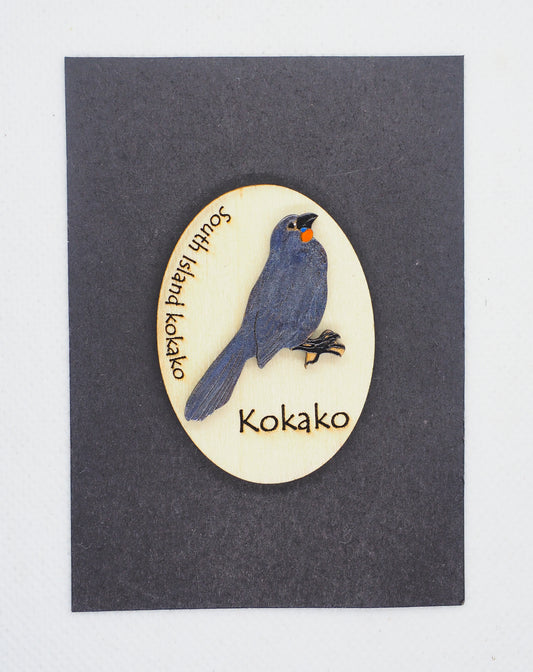 South Island Kōkako Wooden Rimu Magnet