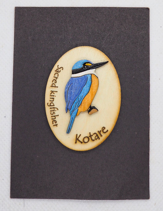 Kingfisher (Kotare) Wooden Rimu Magnet